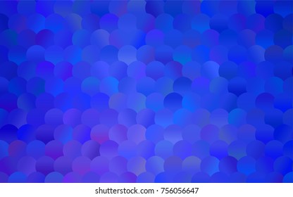 Light Pink, Blue vector banner with circles, spheres. Abstract spots. Background of Art bubbles in halftone style with colored gradient.
