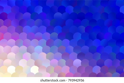 Light Pink, Blue vector banner with circles, spheres. Abstract spots. Background of Art bubbles in halftone style with colored gradient.