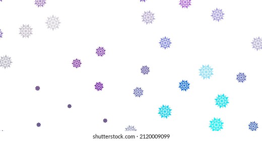 Light pink, blue vector beautiful snowflakes backdrop with flowers. Smart geometrical abstract illustration with ice, snow. New year background.