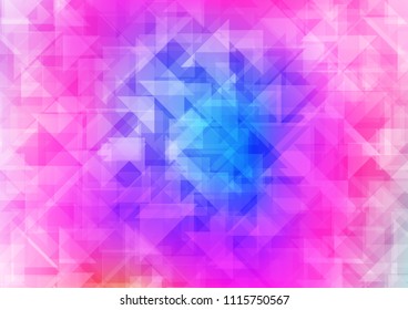 Light Pink, Blue vector blurry hexagon blurry triangle. Shining illustration, which consist of triangles. A completely new template for your business design.
