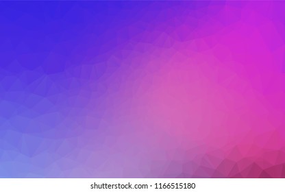 Light Pink, Blue vector blurry hexagon template. Triangular geometric sample with gradient.  The polygonal design can be used for your web site.