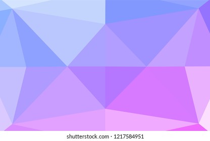 Light Pink, Blue vector blurry hexagon texture. Triangular geometric sample with gradient.  The elegant pattern can be used as part of a brand book.