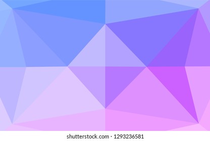 Light Pink, Blue vector blurry hexagon pattern. Triangular geometric sample with gradient.  The template can be used as a background for cell phones.