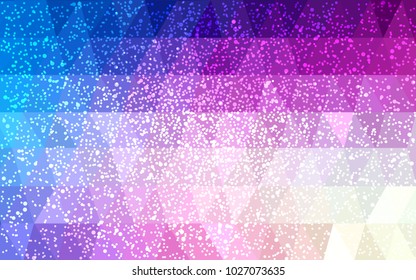 Light Pink, Blue vector christmas postcard low polygon background. Illustration consisting of triangles. Abstract triangular polygonal origami or crystal design of New Year celebration.