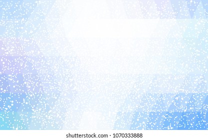 Light Pink, Blue vector christmas polygon background. Low poly Illustration consisting of triangles with snowflakes. Texture background of New Year celebration.