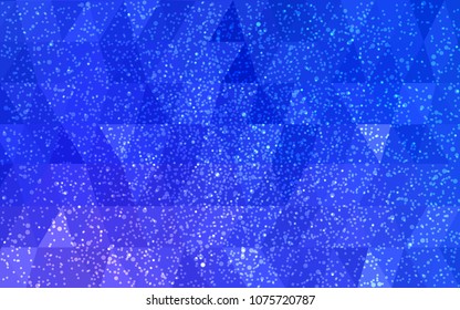 Light Pink, Blue vector christmas postcard low polygon background. Illustration consisting of triangles. Abstract triangular polygonal origami or crystal design of New Year celebration.