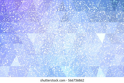Light Pink Blue vector christmas postcard low polygon background. Illustration consisting of triangles. Abstract triangular polygonal origami or crystal design of New Year celebration.
