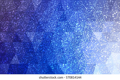 Light Pink Blue vector christmas polygon background. Low poly Illustration consisting of triangles with snowflakes. Texture, seamless background of New Year celebration.