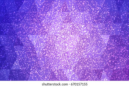 Light Pink, Blue vector christmas polygon background. Low poly Illustration consisting of triangles with snowflakes. Texture background of New Year celebration.