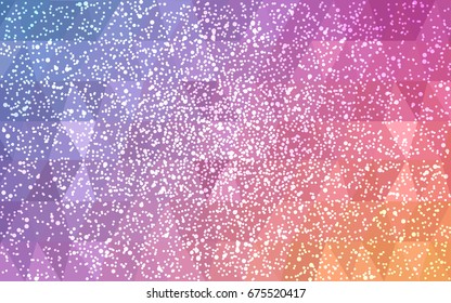 Rosa claro, fondo de polígono de Navidad de Vector azul. Ilustración de bajo poli que consta de triángulos con copos de nieve. Fondo de la textura de la celebración del Año Nuevo.