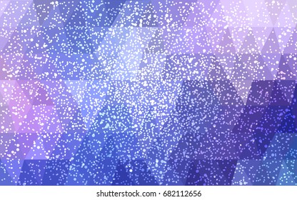 Light Pink, Blue vector christmas postcard low polygon background. Illustration consisting of triangles. Abstract triangular polygonal origami or crystal design of New Year celebration.
