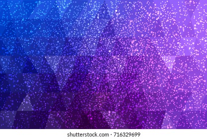Light Pink, Blue vector christmas polygon background. Low poly Illustration consisting of triangles with snowflakes. Texture background of New Year celebration.