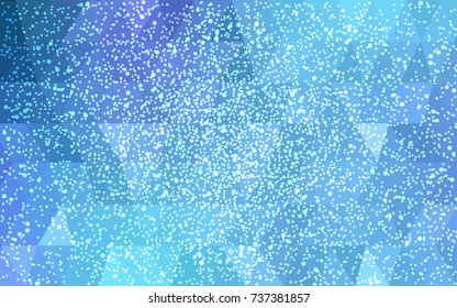 Light Pink, Blue vector christmas polygon background. Low poly Illustration consisting of triangles with snowflakes. Texture background of New Year celebration.