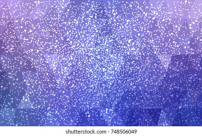 Light Pink, Blue vector christmas polygon background. Low poly Illustration consisting of triangles with snowflakes. Texture background of New Year celebration.