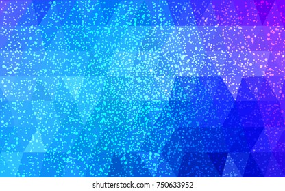 Light Pink, Blue vector christmas postcard low polygon background. Illustration consisting of triangles. Abstract triangular polygonal origami or crystal design of New Year celebration.