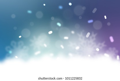 Light Pink, Blue vector cover with beautiful snowflakes.