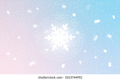 Light Pink, Blue vector cover with beautiful snowflakes. Shining colored illustration with snow in christmas style. The pattern can be used for new year leaflets.