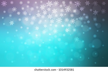 Light Pink, Blue vector cover with beautiful snowflakes. Glitter abstract illustration with crystals of ice. New year design for your business advert.