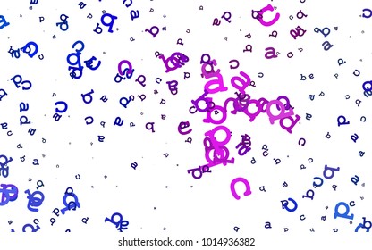 Light Pink, Blue vector cover with english symbols. Colored alphabet signs with gradient on white background. The pattern can be used for ad, booklets, leaflets of education.
