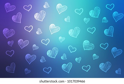 Light Pink, Blue vector cover with Shining hearts. Beautiful colored illustration with hearts in celebration style. Beautiful design for your business advert of anniversary.