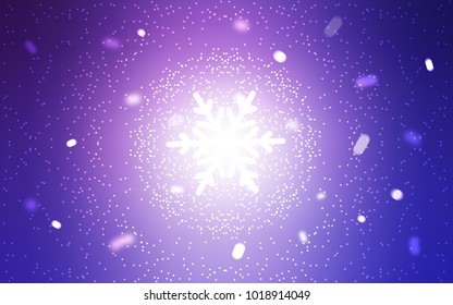 Light Pink, Blue vector cover with beautiful snowflakes. Snow on blurred abstract background with gradient. New year design for your business advert.