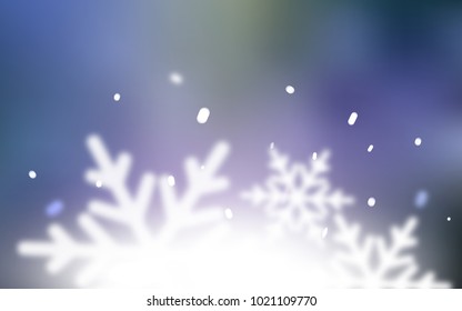 Light Pink, Blue vector cover with beautiful snowflakes. Shining colored illustration with snow in christmas style. The template can be used as a new year background.