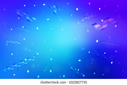 Light Pink, Blue vector cover with happy holiday ribbons. Glitter abstract illustration with colorful confetti, ribbons. The pattern can be used for birthday gifts, congratulations.