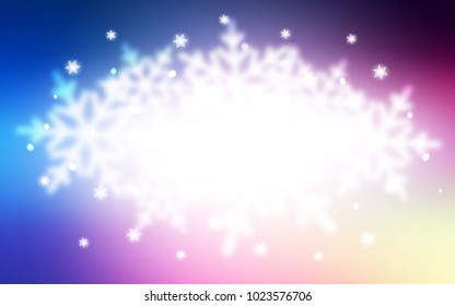 Light Pink, Blue vector cover with beautiful snowflakes. Snow on blurred abstract background with gradient. New year design for your business advert.