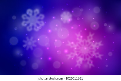 Light Pink, Blue vector cover with beautiful snowflakes. Glitter abstract illustration with crystals of ice. The pattern can be used for year new  websites.