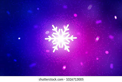 Light Pink, Blue vector cover with beautiful snowflakes. Shining colored illustration with snow in christmas style. New year design for your business advert.