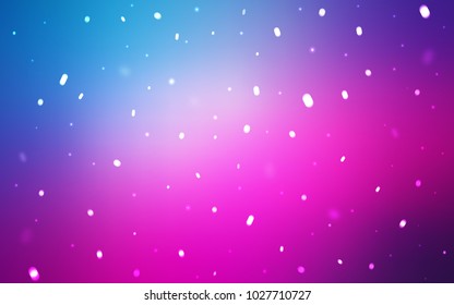 Light Pink, Blue vector cover with beautiful snowflakes. Blurred decorative design in xmas style with snow. The pattern can be used for new year ad, booklets.