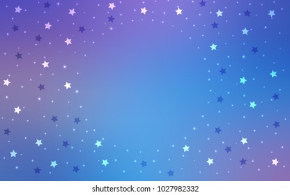Light Pink, Blue vector cover with small and big stars. Stars on blurred abstract background with gradient. The template can be used as a background.