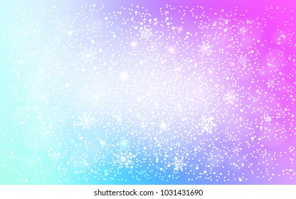 Light Pink, Blue vector cover with beautiful snowflakes. Modern geometrical abstract illustration with crystals of ice. The pattern can be used for year new  websites.