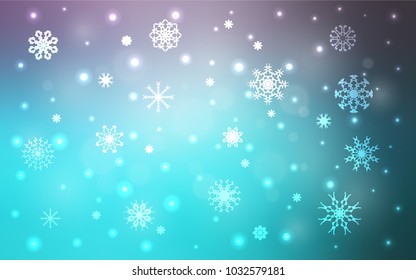 Light Pink, Blue vector cover with beautiful snowflakes. Modern geometrical abstract illustration with crystals of ice. The pattern can be used for new year ad, booklets.