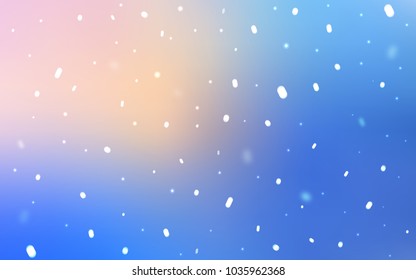 Light Pink, Blue vector cover with beautiful snowflakes. Shining colored illustration with snow in christmas style. The pattern can be used for year new  websites.