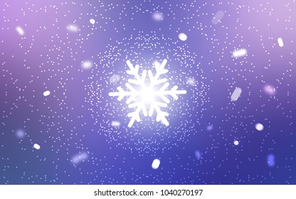 Light Pink, Blue vector cover with beautiful snowflakes. Modern geometrical abstract illustration with crystals of ice. The pattern can be used for new year ad, booklets.