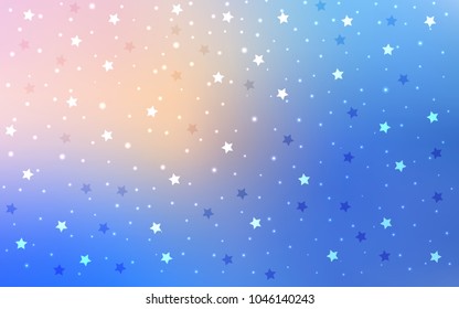Light Pink, Blue vector cover with small and big stars. Shining colored illustration with stars. The pattern can be used for wrapping gifts.
