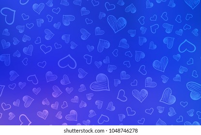 Light Pink, Blue vector cover with Shining hearts. Illustration with hearts in love concept for valentine's day. Pattern for marriage gifts, congratulations.