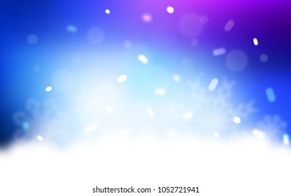 Light Pink, Blue vector cover with beautiful snowflakes. Decorative shining illustration with snow on abstract template. The template can be used as a new year background.