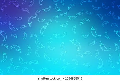 Light Pink, Blue vector cover with chili peppers. Beautiful colored illustration with peppers in doodle style. Pattern for ad, booklets, leaflets of restaurants.