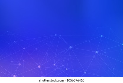 Light Pink, Blue vector cover with spots, lines. Glitter abstract illustration with connection of triangle structure. Completely new template for your brand book.