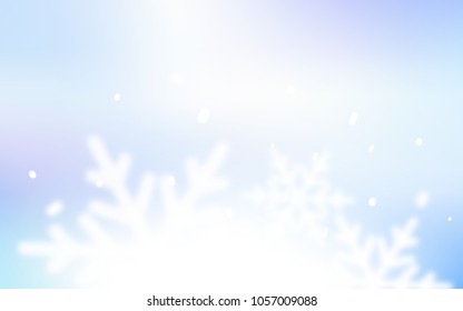 Light Pink, Blue vector cover with beautiful snowflakes. Blurred decorative design in xmas style with snow. New year design for your ad, poster, banner.