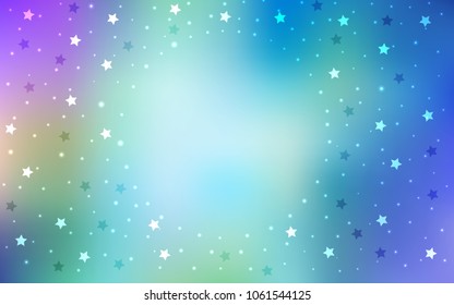 Light Pink, Blue vector cover with small and big stars. Shining colored illustration with stars. The pattern can be used for new year ad, booklets.