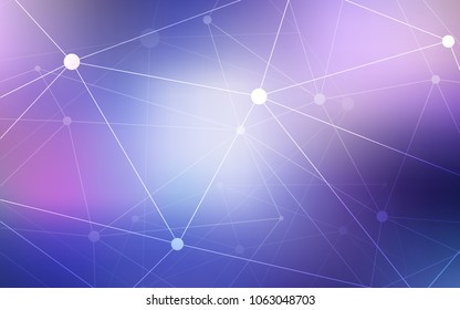 Light Pink, Blue vector cover with spots, lines. Glitter abstract illustration with connection of triangle structure. Pattern can be used as texture of wallpapers.