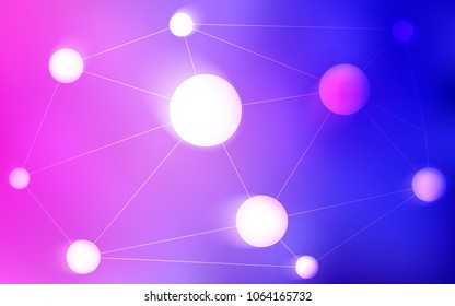 Light Pink, Blue vector cover with spots, lines. Design with connection of dots and lines on colorful background. Pattern can be used for futuristic ad, booklets.