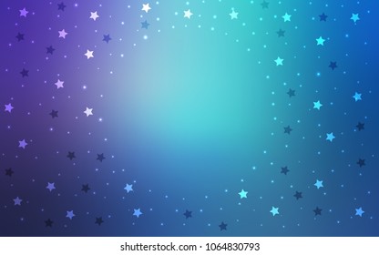Light Pink, Blue vector cover with small and big stars. Blurred decorative design in simple style with stars. The template can be used as a background.