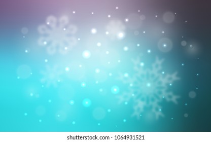 Light Pink, Blue vector cover with beautiful snowflakes. Shining colored illustration with snow in christmas style. The pattern can be used for new year ad, booklets.