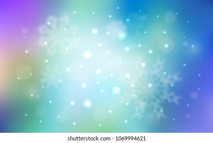 Light Pink, Blue vector cover with beautiful snowflakes. Modern geometrical abstract illustration with crystals of ice. New year design for your business advert.