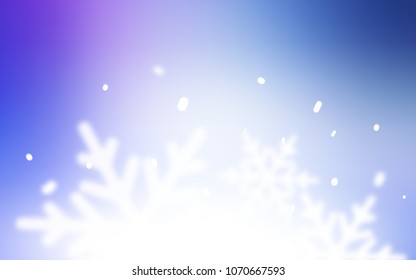 Light Pink, Blue vector cover with beautiful snowflakes. Glitter abstract illustration with crystals of ice. The pattern can be used for new year ad, booklets.