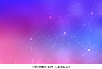Light Pink, Blue vector cover with spots, lines. Abstract illustration with colorful discs and triangles. Pattern can be used for futuristic ad, booklets.